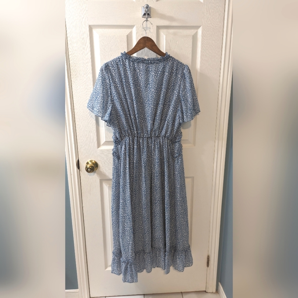 Blue Midi dress Summer Dress XL - Picture 2 of 4